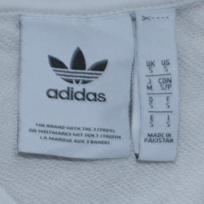 Adidas Men's White Small Trefoil Logo Pullover Sweatshirt