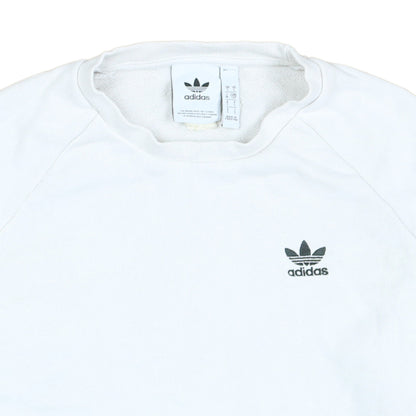 Adidas Men's White Small Trefoil Logo Pullover Sweatshirt