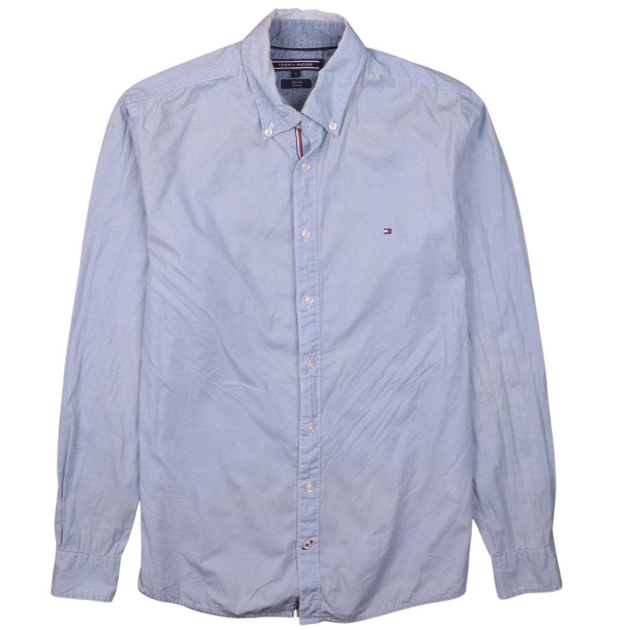 Tommy Hilfiger Men's Blue Slim Fit Long Sleeve Button-Up Shirt S