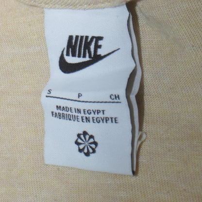 Nike Womens Beige Pullover Hoodie Small Logo Graphic Cotton Blend