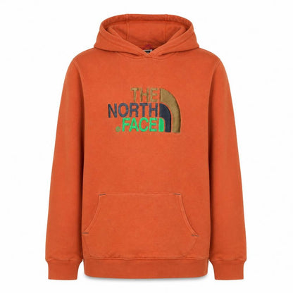 Front view of The North Face boys’ orange pullover hoodie l youth embroidered logo