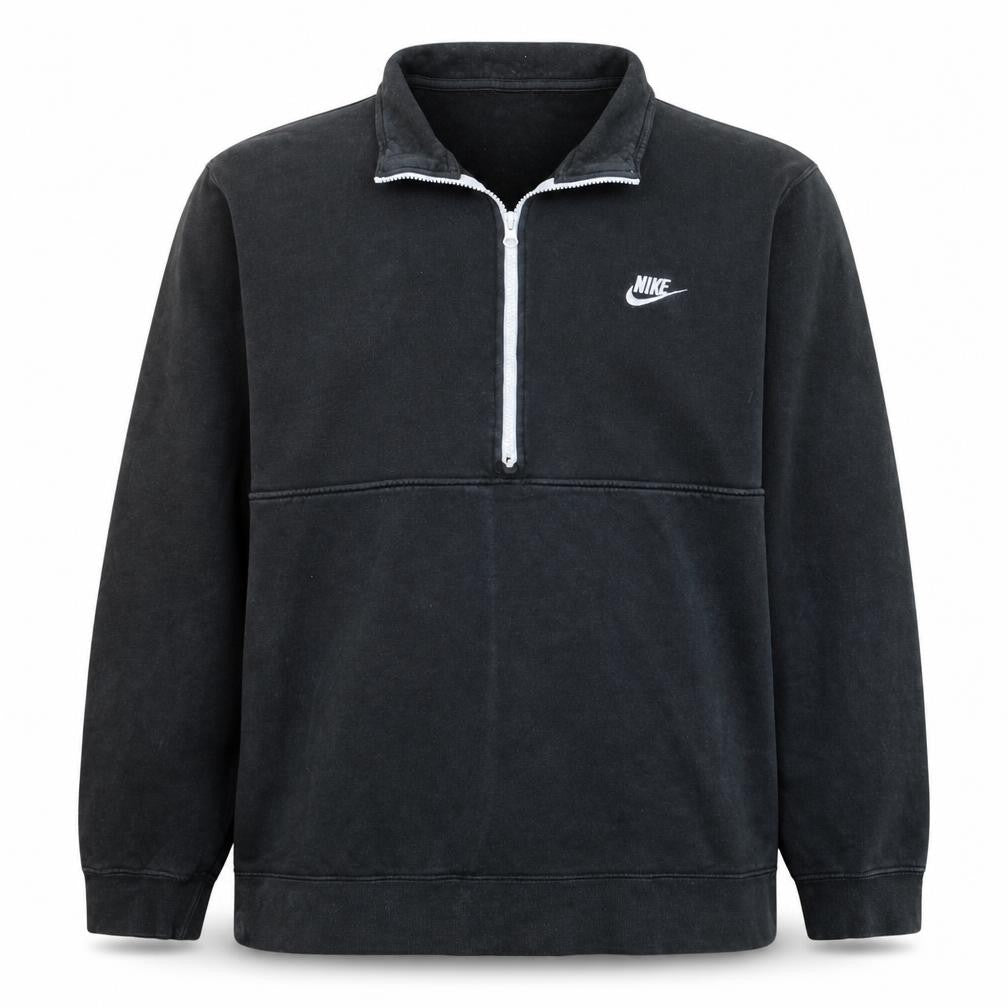 Front view of Nike Men's Black 1/2 Zip Fleece Sweatshirt 2XL Regular Fit