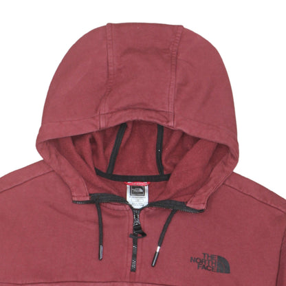 The North Face Womens Burgundy 1/4 Zip Hoodie Cotton L
