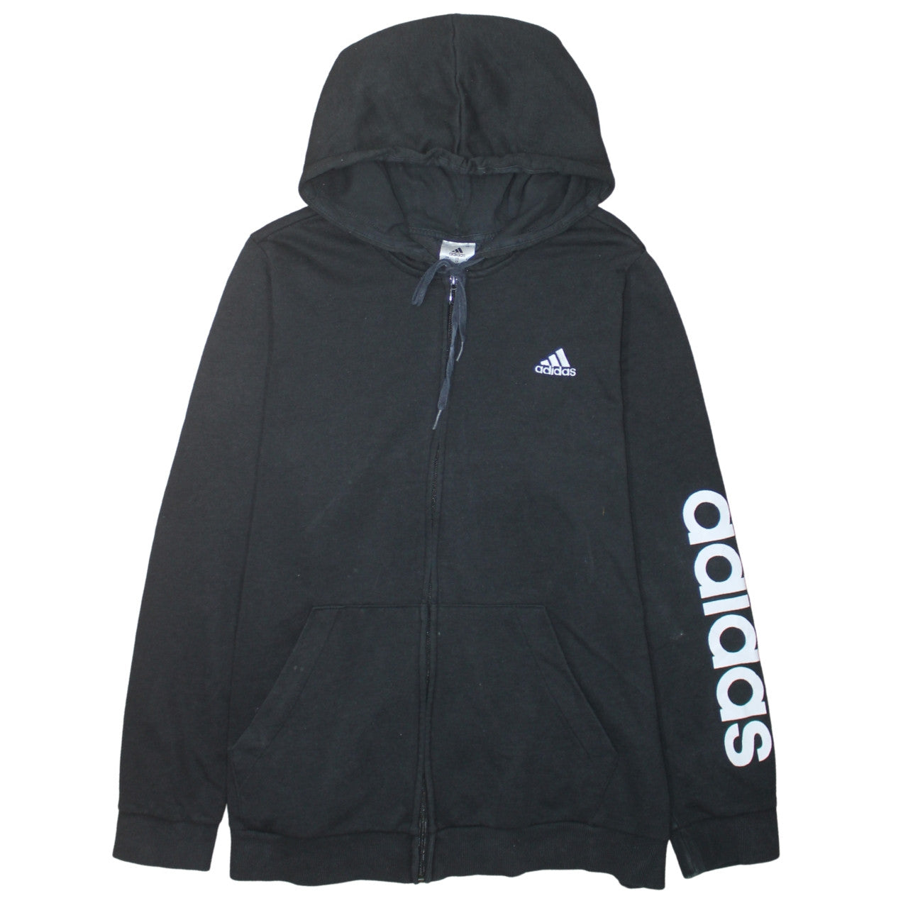 Adidas Womens Black Full Zip Hoodie Size 2XL Logo Sleeve Sportswear