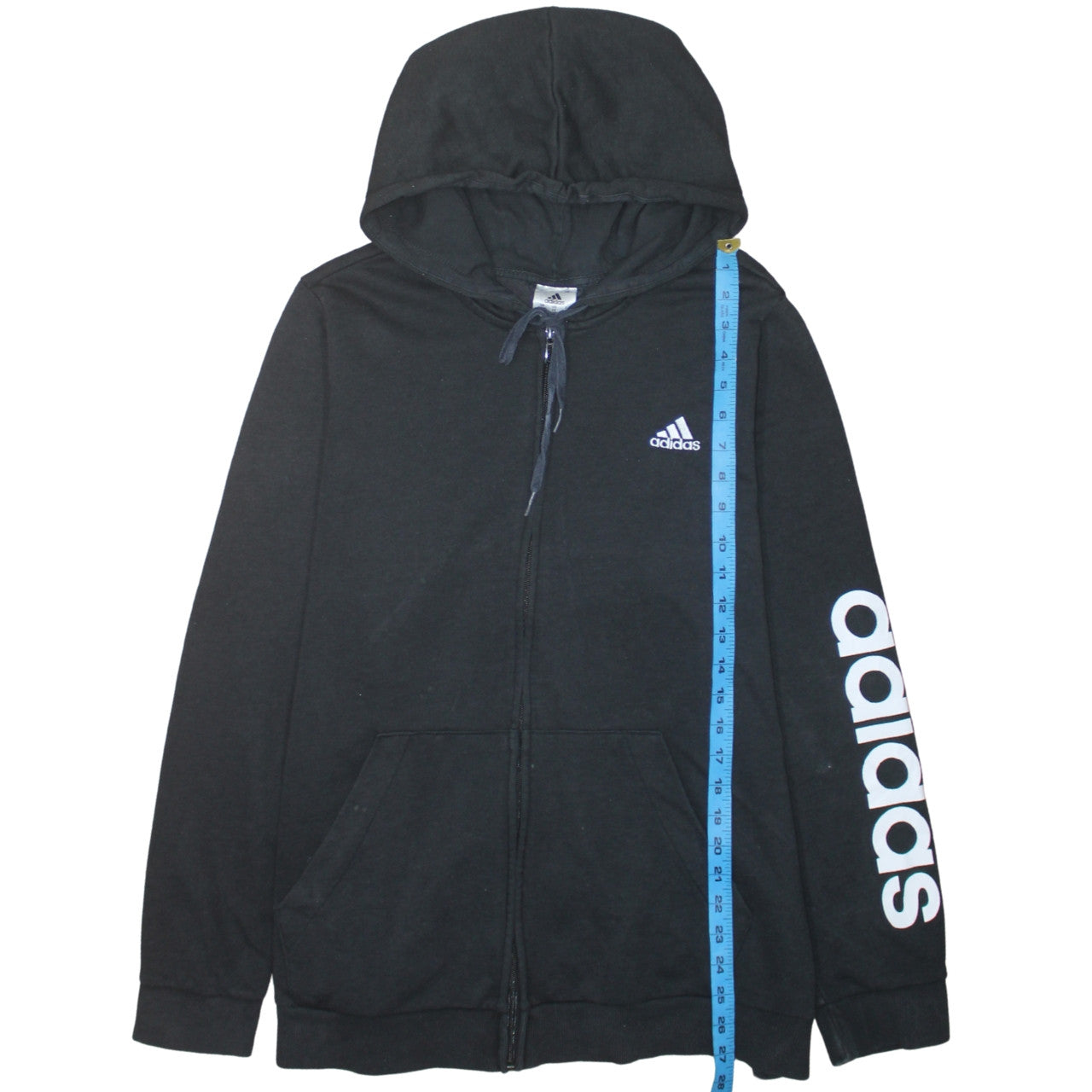 Adidas Womens Black Full Zip Hoodie Size 2XL Logo Sleeve Sportswear