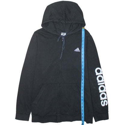 Adidas Womens Black Full Zip Hoodie Size 2XL Logo Sleeve Sportswear
