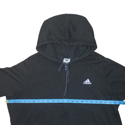 Adidas Womens Black Full Zip Hoodie Size 2XL Logo Sleeve Sportswear