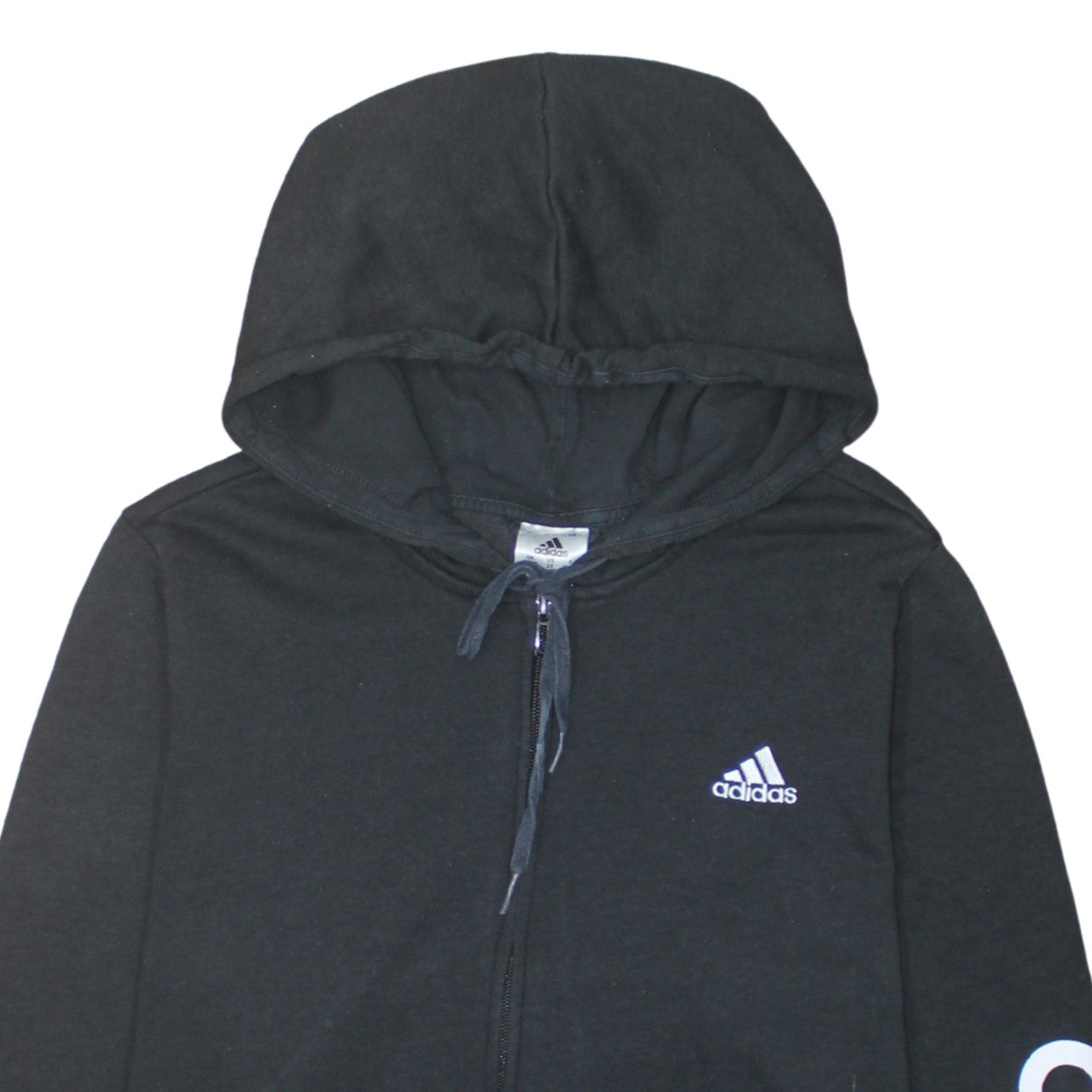 Adidas Womens Black Full Zip Hoodie Size 2XL Logo Sleeve Sportswear