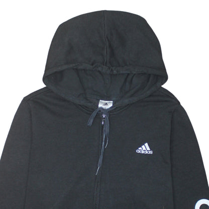 Adidas Womens Black Full Zip Hoodie Size 2XL Logo Sleeve Sportswear