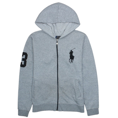Ralph Lauren Men's Grey Full Zip Hoodie M Custom Fit Logo