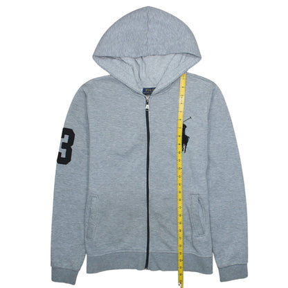 Ralph Lauren Men's Grey Full Zip Hoodie M Custom Fit Logo