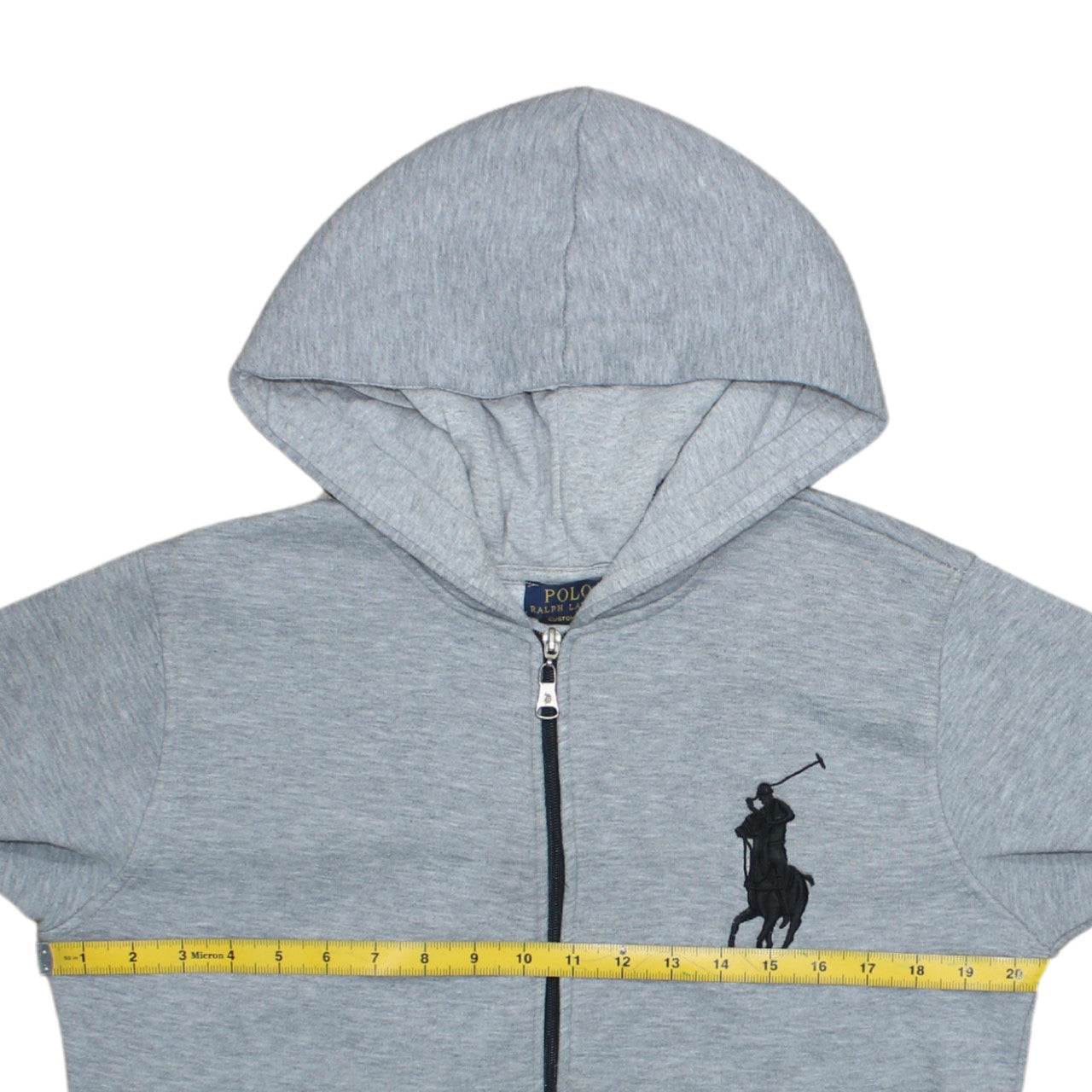 Ralph Lauren Men's Grey Full Zip Hoodie M Custom Fit Logo