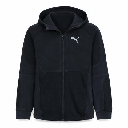 Front view of Puma boys’ black full zip hoodie 13-14 years cotton blend sportswear