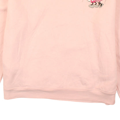 Disney Women Pink Hooded Pullover Hoodie L Mickey & Minnie Graphic