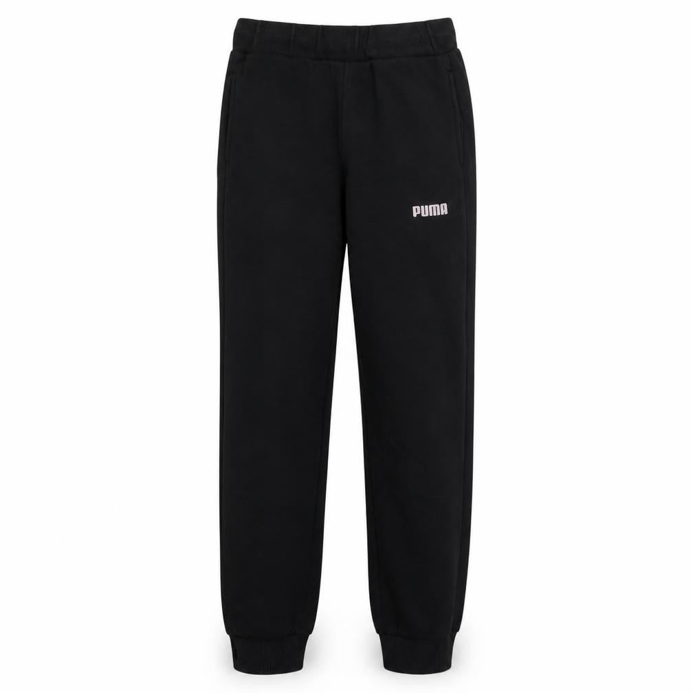 Front view of Puma boys’ black 11-12 years jogger sweatpants regular fit activewear