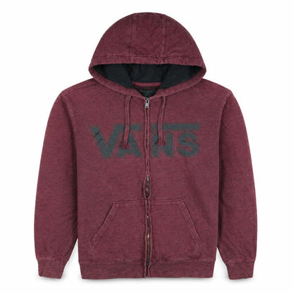 Front view of Vans men’s red full zip logo hoodie small regular fit