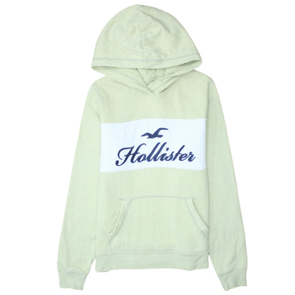 Hollister Women’s Green Pullover Hoodie Small Logo Embroidered Cotton Blend