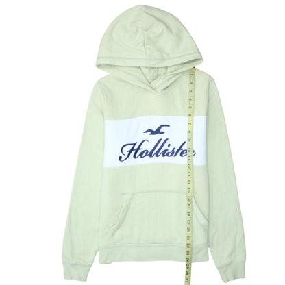 Hollister Women’s Green Pullover Hoodie Small Logo Embroidered Cotton Blend