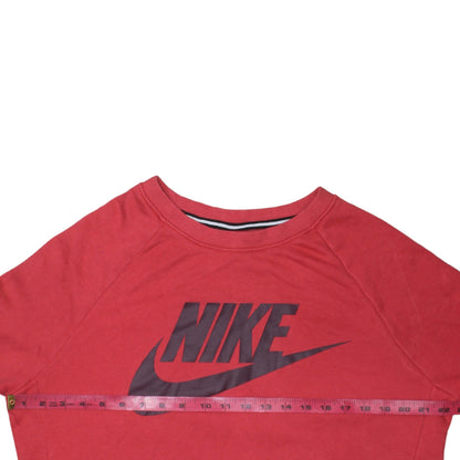 Nike Men's Red Crew Neck Graphic Logo Pullover Sweatshirt Size L