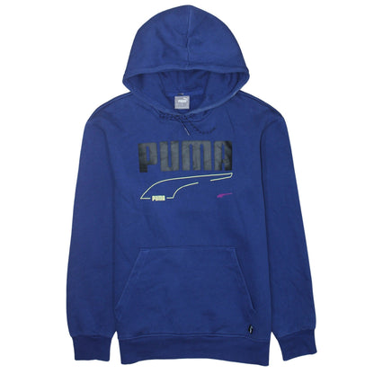 Puma Men's Blue Pullover Hoodie Small Sports Graphic Fleece