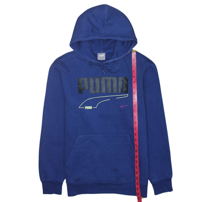 Puma Men's Blue Pullover Hoodie Small Sports Graphic Fleece