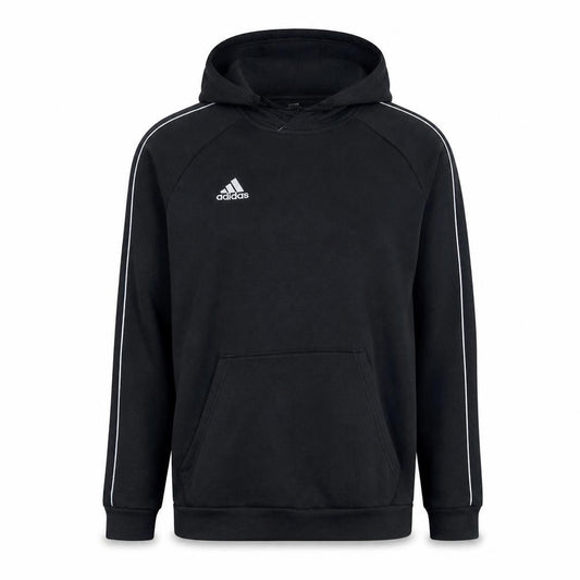 Front view of adidas Men's Black Pullover Fleece Hoodie L Sports Logo Sweatshirt