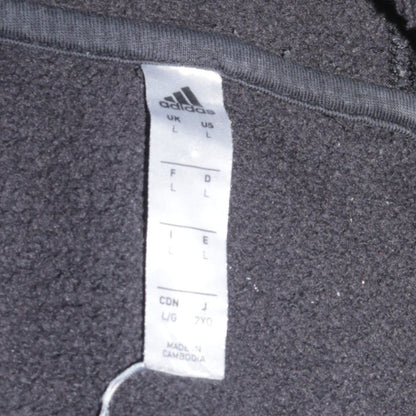 adidas Men's Black Pullover Fleece Hoodie L Sports Logo Sweatshirt