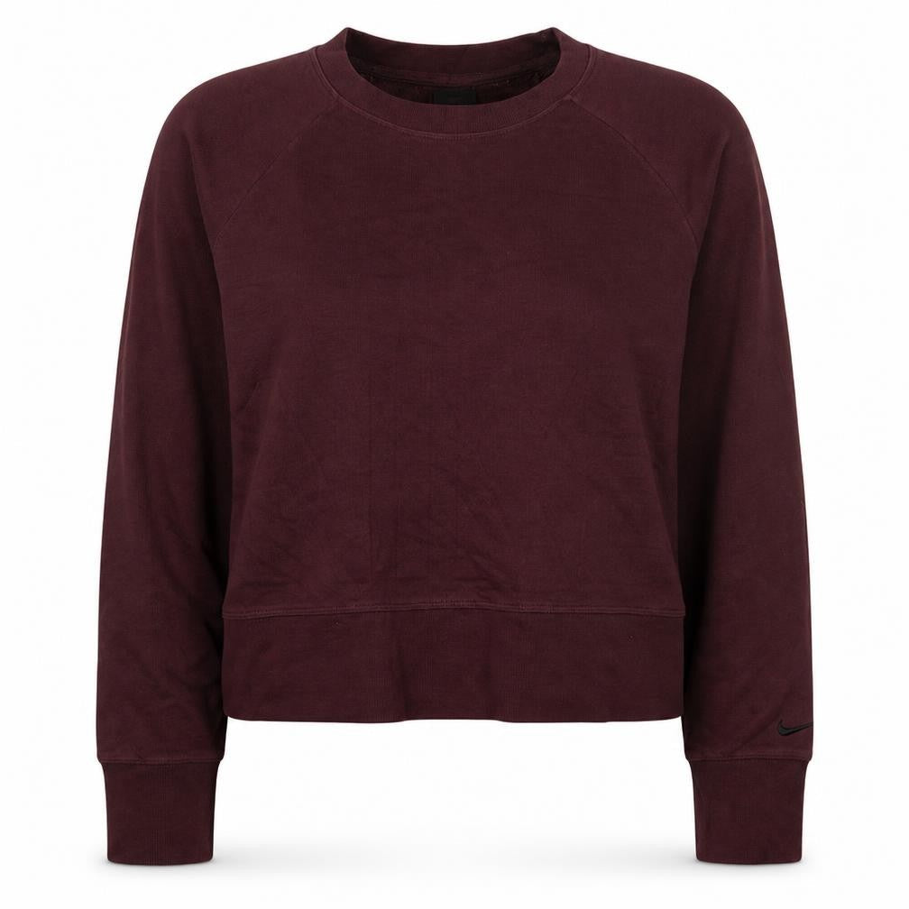 Front view of Nike Women’s Burgundy Dri-Fit Sweatshirt XL Crew Neck Pullover