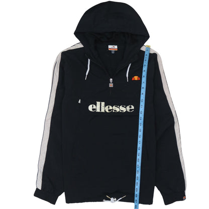 Ellesse Men's Black Nylon Hooded Anorak Jacket Size M Retro Sports Style