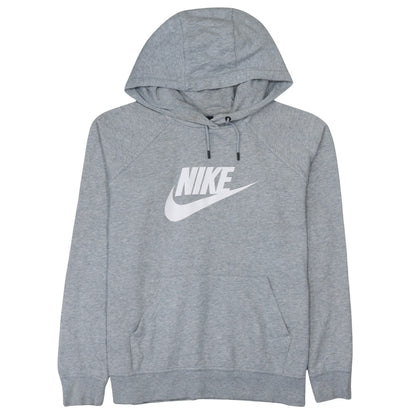 Nike Womens Grey Pullover Hoodie L Logo Fleece Sweatshirt