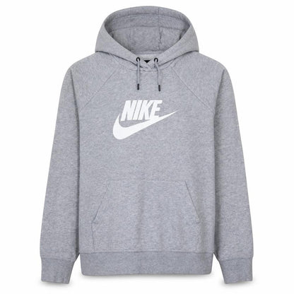 Nike Womens Grey Pullover Hoodie L Logo Fleece Sweatshirt