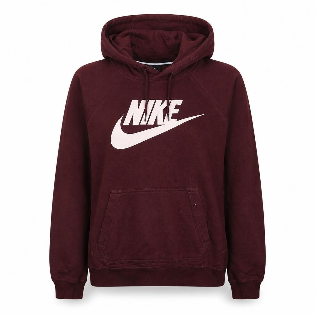 Nike Women Burgundy Pullover Hoodie Size M with Logo Print