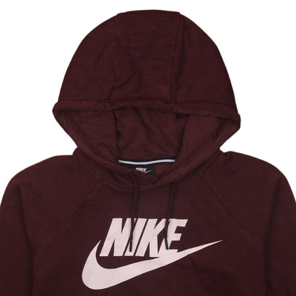 Nike Women Burgundy Pullover Hoodie Size M with Logo Print