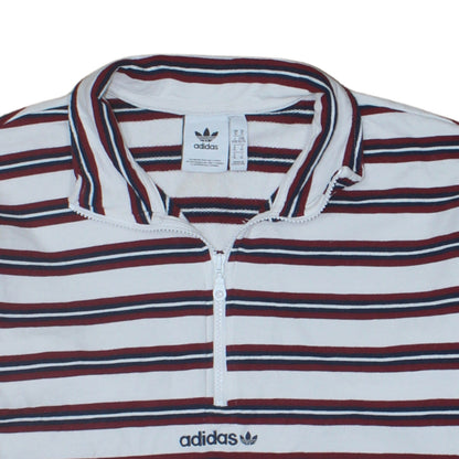 Adidas Men's White Striped 1/2 Zip Sweatshirt XL Vintage Style