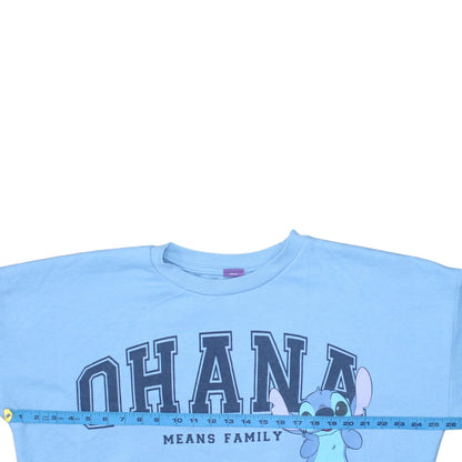Disney Stitch Women's Blue Pullover Sweatshirt M Ohana Graphic
