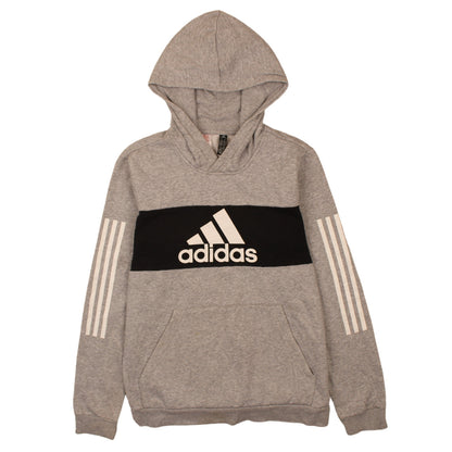 Adidas Boys Grey Pullover Hoodie XL 15-16 Years Logo Print Sportswear