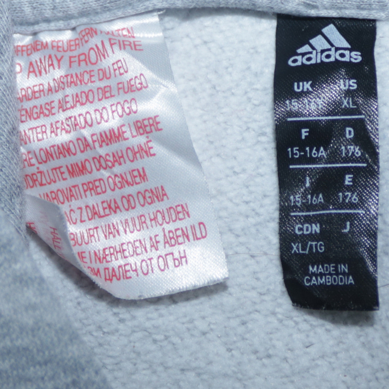 Adidas Boys Grey Pullover Hoodie XL 15-16 Years Logo Print Sportswear