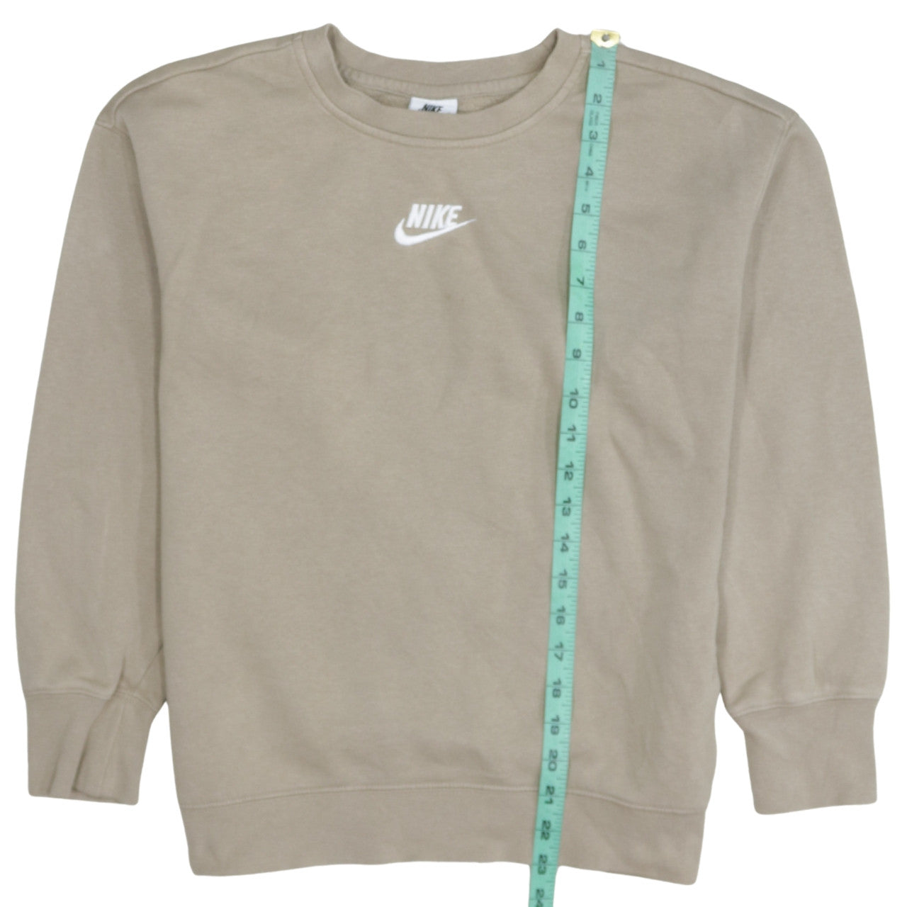 Nike Boys Beige Logo Sweatshirt L 146-156cm Crew Neck Cotton Blend