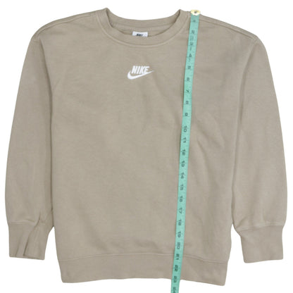 Nike Boys Beige Logo Sweatshirt L 146-156cm Crew Neck Cotton Blend