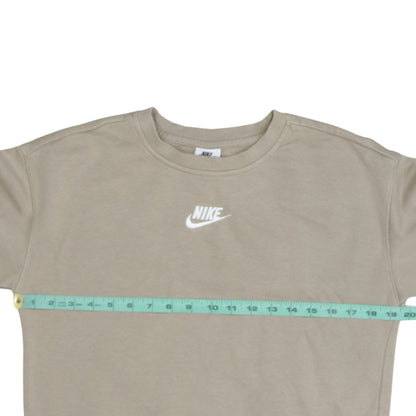 Nike Boys Beige Logo Sweatshirt L 146-156cm Crew Neck Cotton Blend