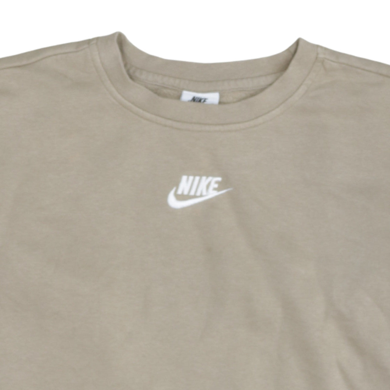 Nike Boys Beige Logo Sweatshirt L 146-156cm Crew Neck Cotton Blend