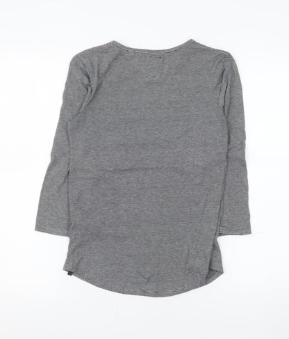 Superdry Women’s Grey Striped Long Sleeve Crew Neck T-Shirt XS