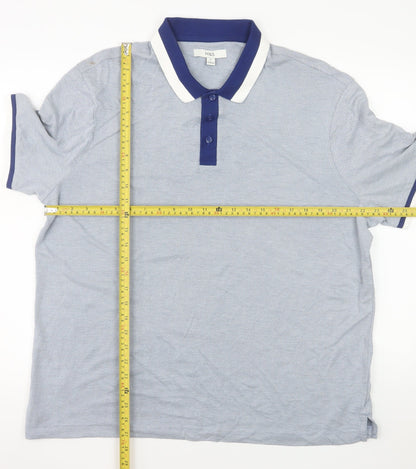 Marks and Spencer Men's Blue Geometric Polo Shirt XL