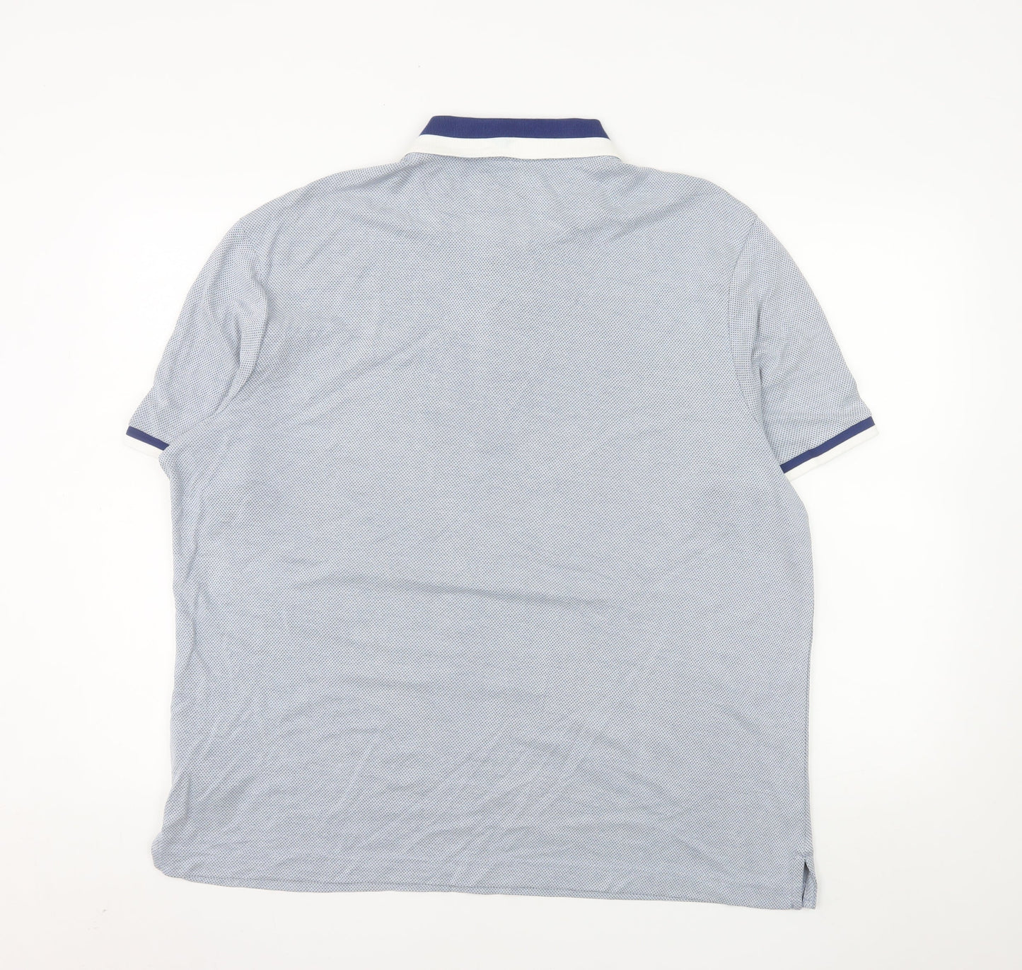 Marks and Spencer Men's Blue Geometric Polo Shirt XL