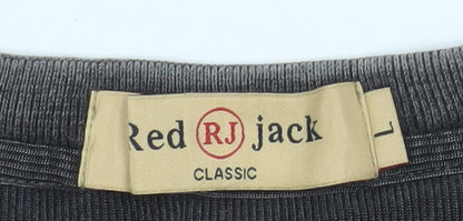 Red Jack Men’s Grey Henley Short Sleeve Classic Cotton Shirt L