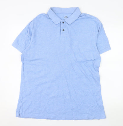 Marks and Spencer Men's Blue Regular Fit Cotton Polo Shirt XL