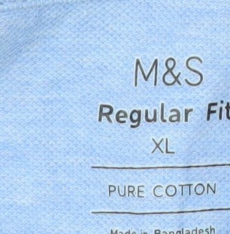 Marks and Spencer Men's Blue Regular Fit Cotton Polo Shirt XL