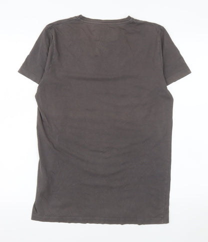 Jack & Jones Men's Grey Graphic Print Cotton T-Shirt Size M