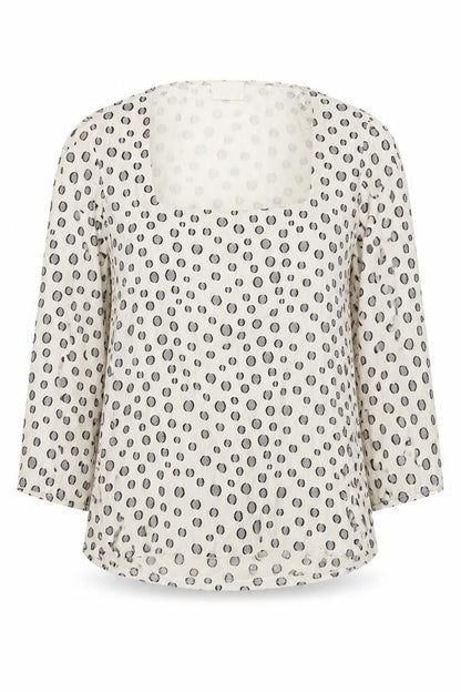 Kaliko Womens Polka Dot Long Sleeve Top Size 12 Beige Viscose Blend