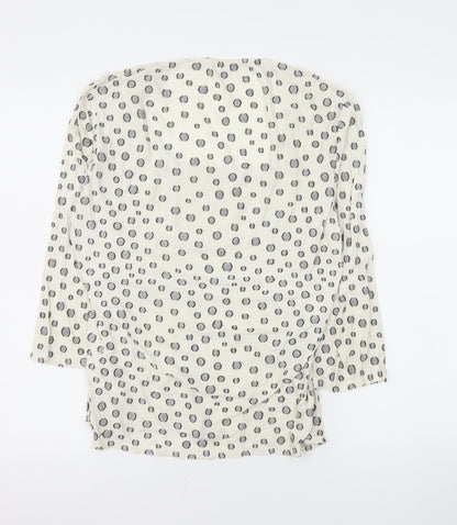 Kaliko Womens Polka Dot Long Sleeve Top Size 12 Beige Viscose Blend